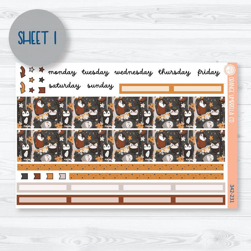 Owl Planner Kit | 8.5x11 Plum Monthly Planner Kit Stickers | Side Eye | 342-231