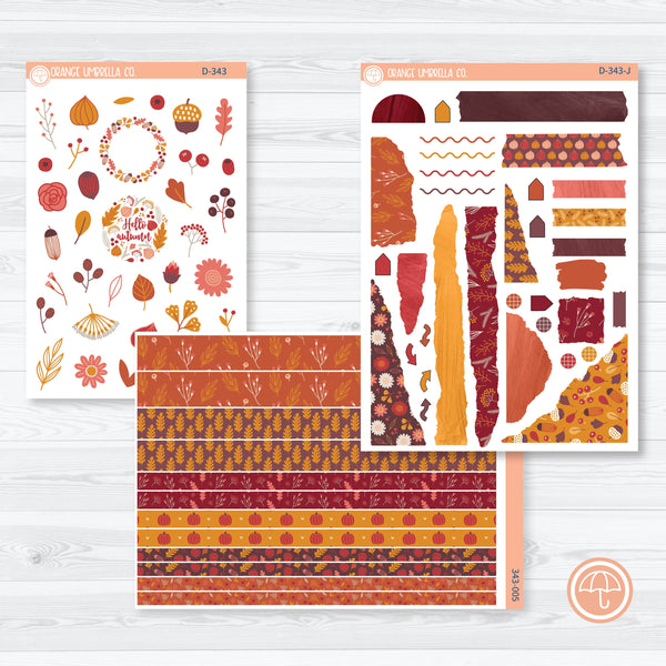Autumn Pumpkins & Florals | Kit Deco Journaling Planner Stickers | Amber Waves | D-343