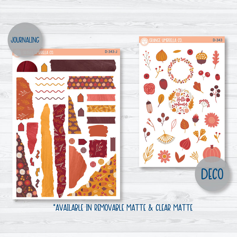 Autumn Pumpkins & Florals | Kit Deco Journaling Planner Stickers | Amber Waves | D-343