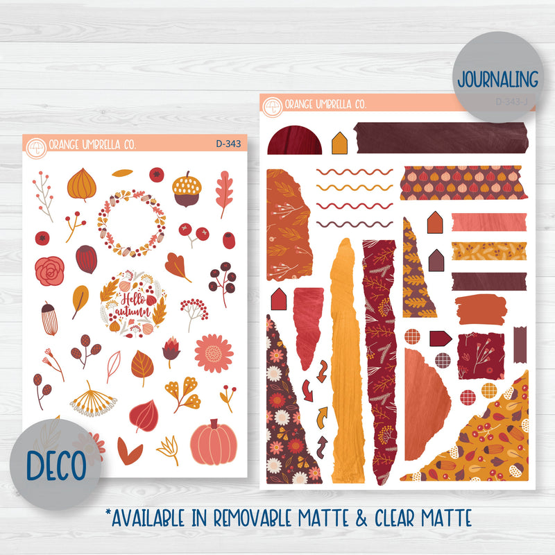 Autumn Pumpkins & Florals | Weekly Planner Kit Stickers | Amber Waves | 343-001