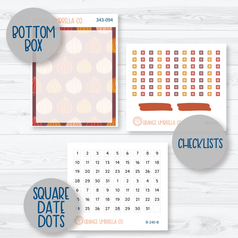 Autumn Pumpkin & Floral Kit | 7x9 Compact Vertical Planner Kit Stickers | Amber Waves | 343-091