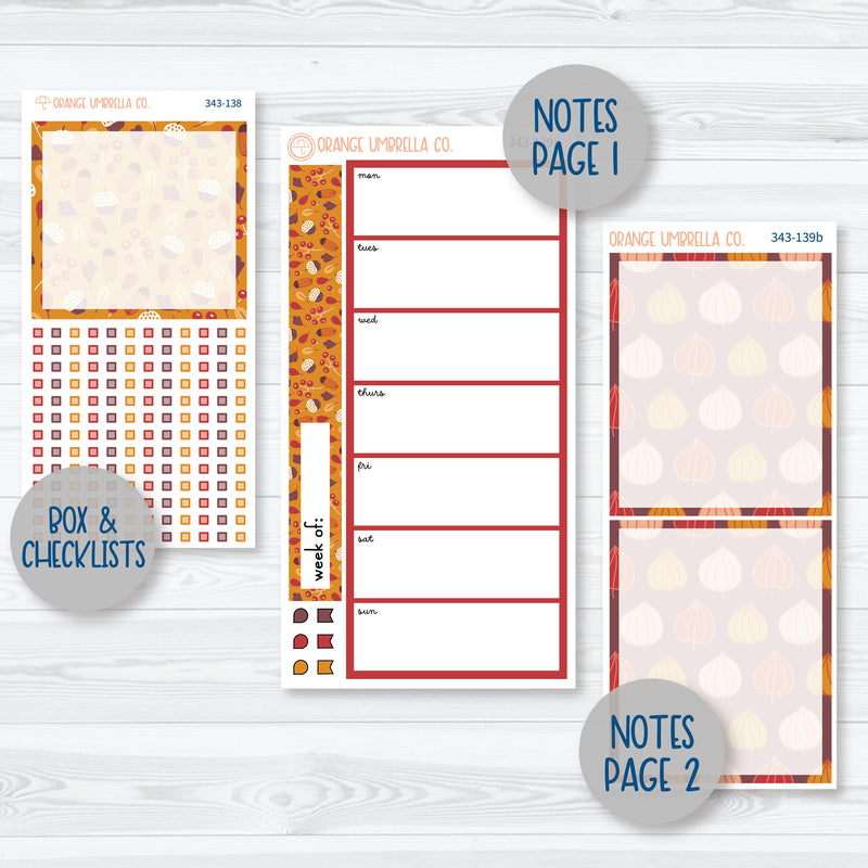 Autumn Pumpkins & Florals | 7x9 Daily Duo Planner Kit Stickers | Amber Waves | 343-131