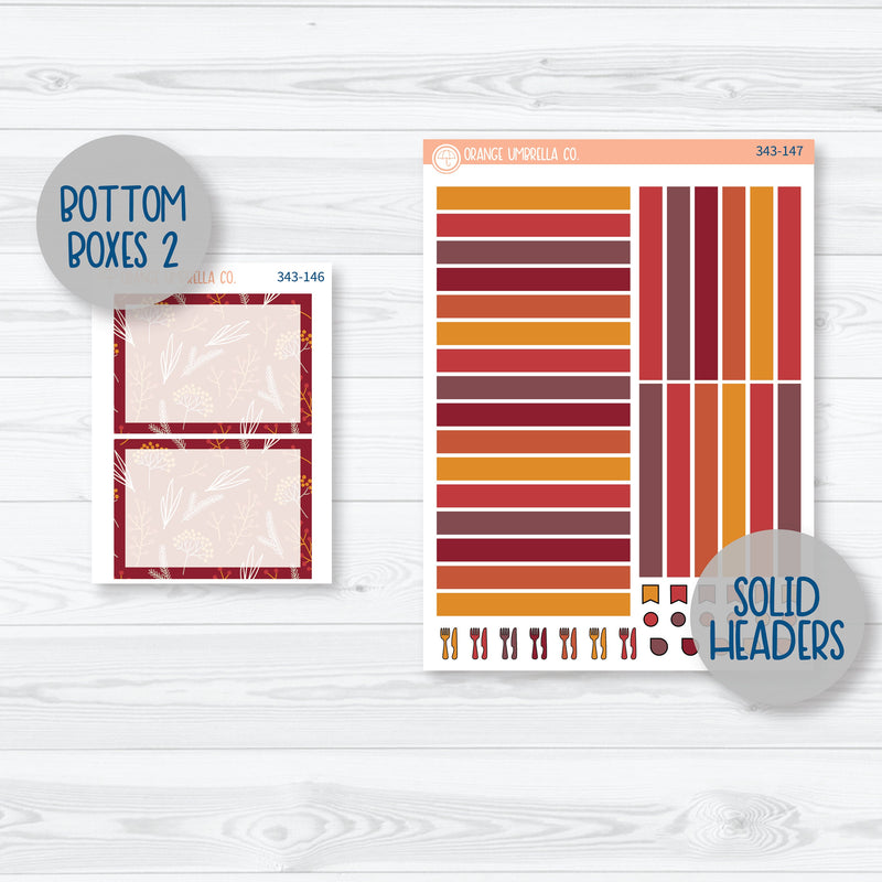 Autumn Pumpkins & Florals | A5 Plum Daily Planner Kit Stickers | Amber Waves | 343-141