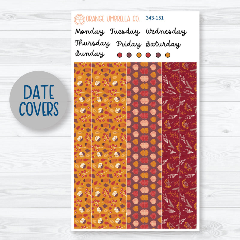 Autumn Pumpkins & Florals | 7x9 Plum Daily Planner Kit Stickers | Amber Waves | 343-151