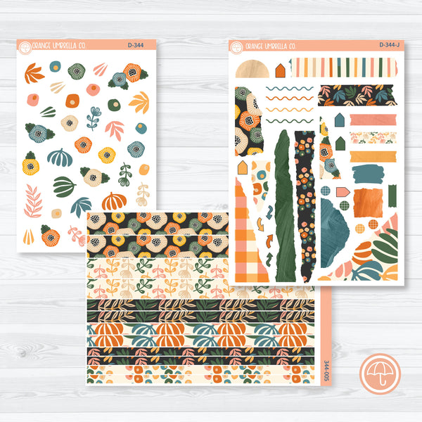 Fall Leaves & Florals | Kit Deco Journaling Planner Stickers | Madeline | D-344