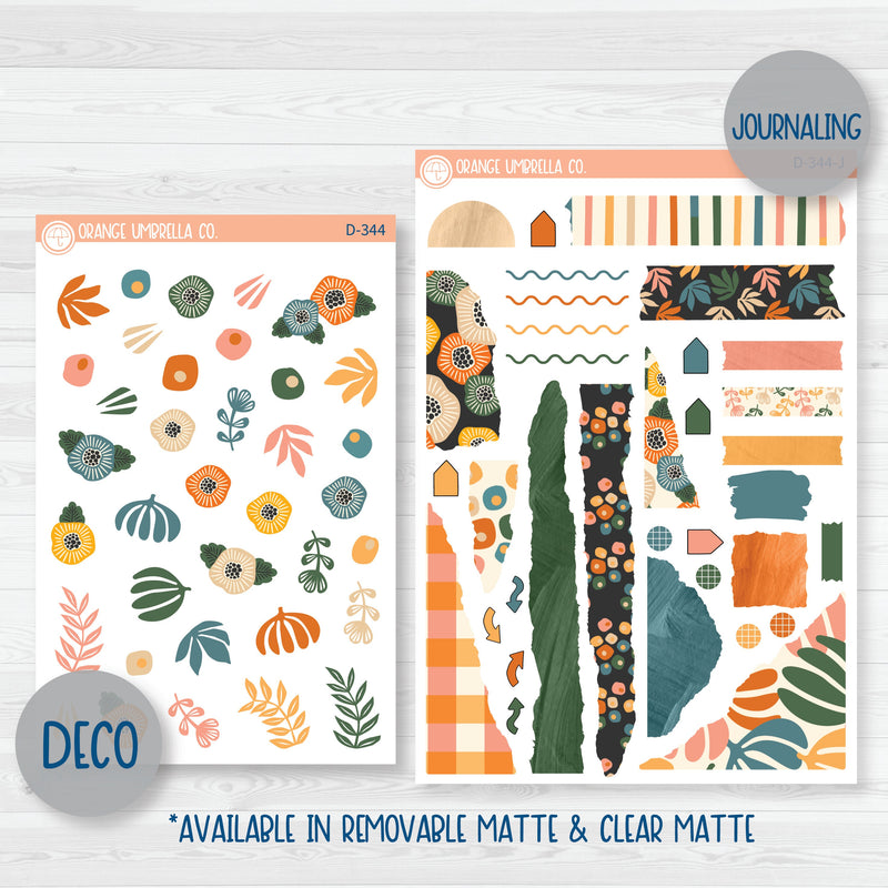 Fall Leaves & Florals | Weekly Planner Kit Stickers | Madeline | 344-001