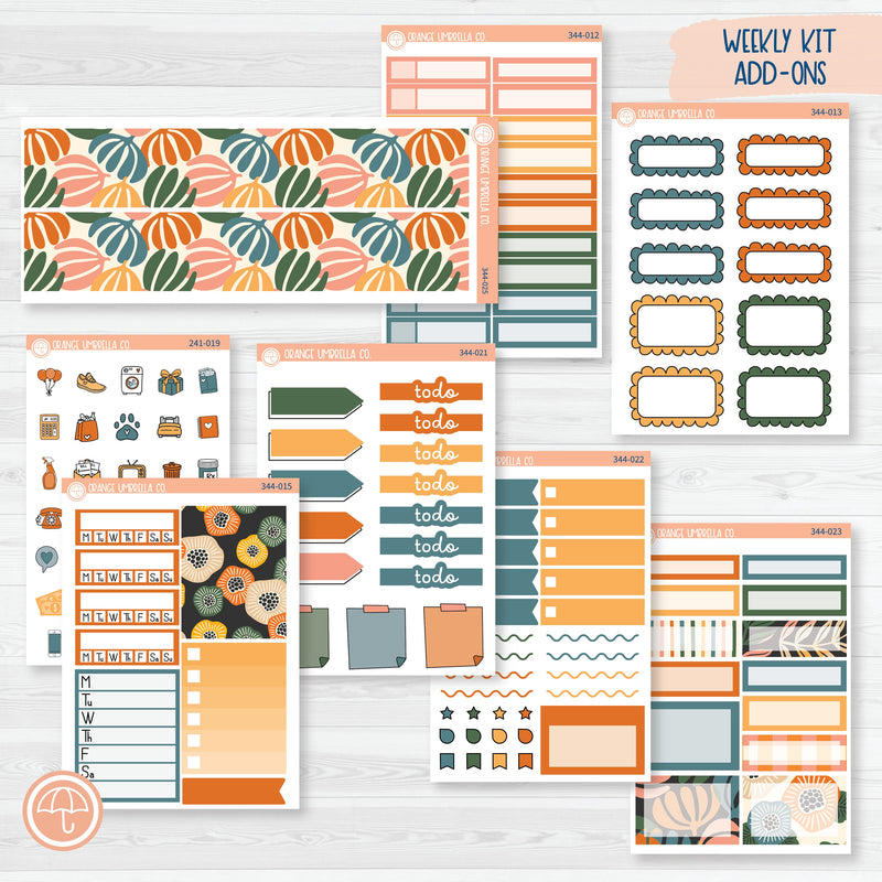 Fall Leaves & Florals | Weekly Add-On Planner Kit Stickers | Madeline | 344-012