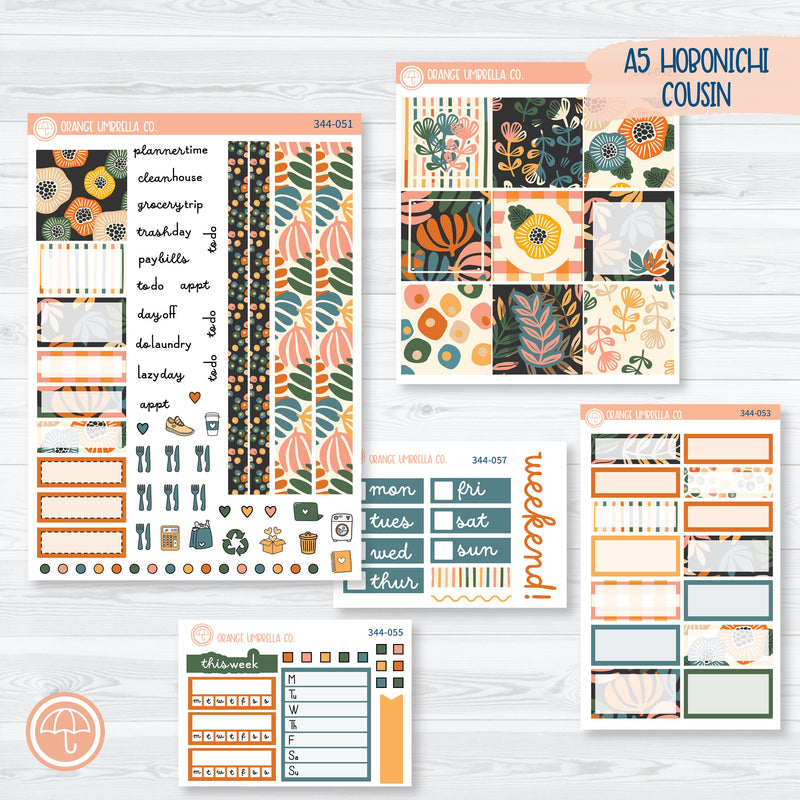 Fall Leaves & Florals | Hobonichi Cousin Planner Kit Stickers | Madeline | 344-051