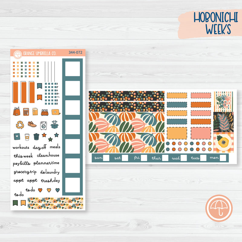 Fall Leaves & Florals | Hobonichi Weeks Planner Kit Stickers | Madeline | 344-071