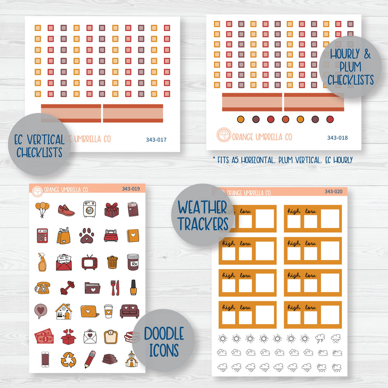 Autumn Pumpkins & Florals | Weekly Add-On Planner Kit Stickers | Amber Waves | 343-012