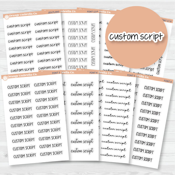Mini Sheet Custom Script Sticker | Hobonichi Cousin Sized | Planner Stickers ** 1 word/phrase per sheet*** | hobocustommini