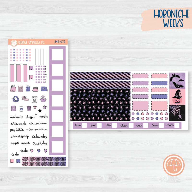 Pink Halloween Kit | Hobonichi Weeks Planner Kit Stickers | Spider Queen | 345-071