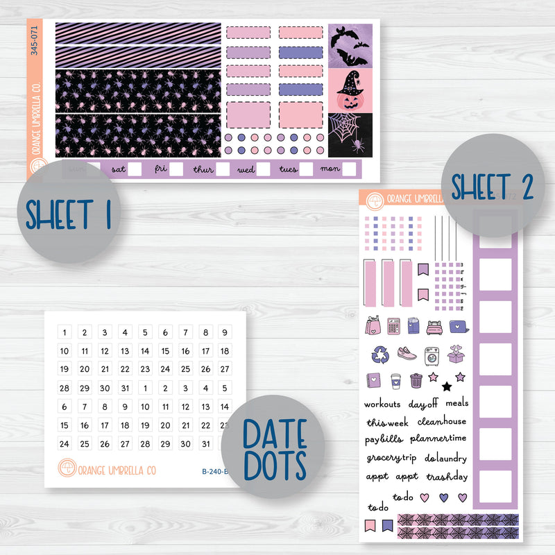 Pink Halloween Kit | Hobonichi Weeks Planner Kit Stickers | Spider Queen | 345-071