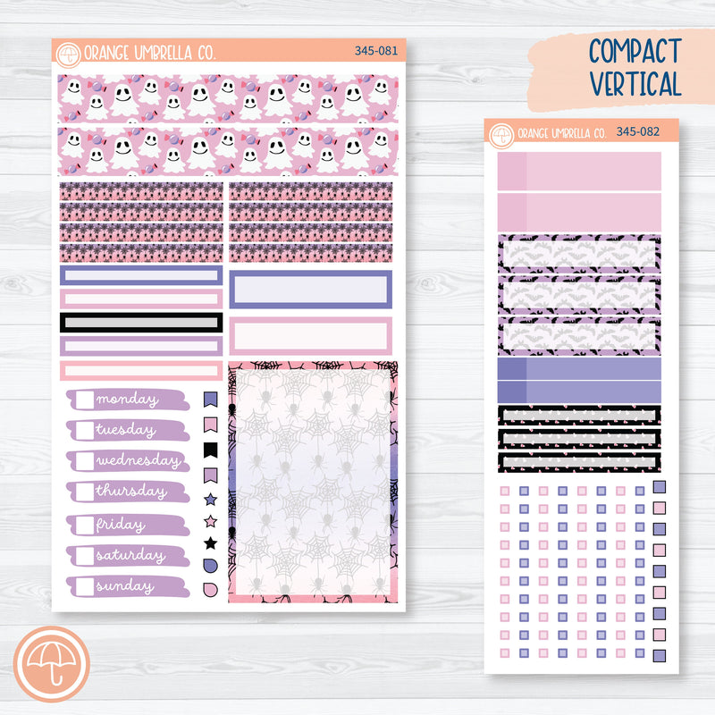 Pink Halloween Kit | A5 Compact Vertical Planner Kit Stickers for Erin Condren | Spider Queen | 345-081