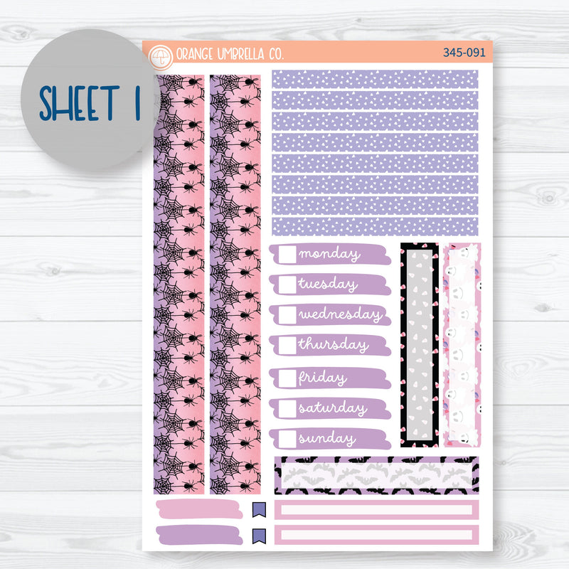 Pink Halloween | 7x9 Compact Vertical Planner Kit Stickers | Spider Queen | 345-091