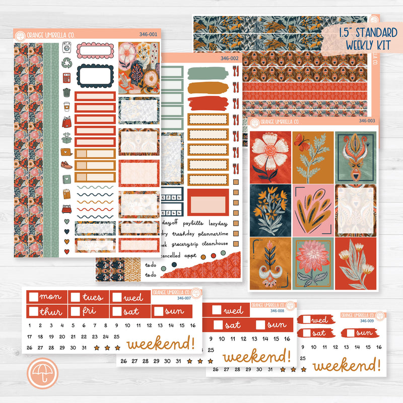 Autumn Florals | Weekly Planner Kit Stickers | Mallory | 346-001