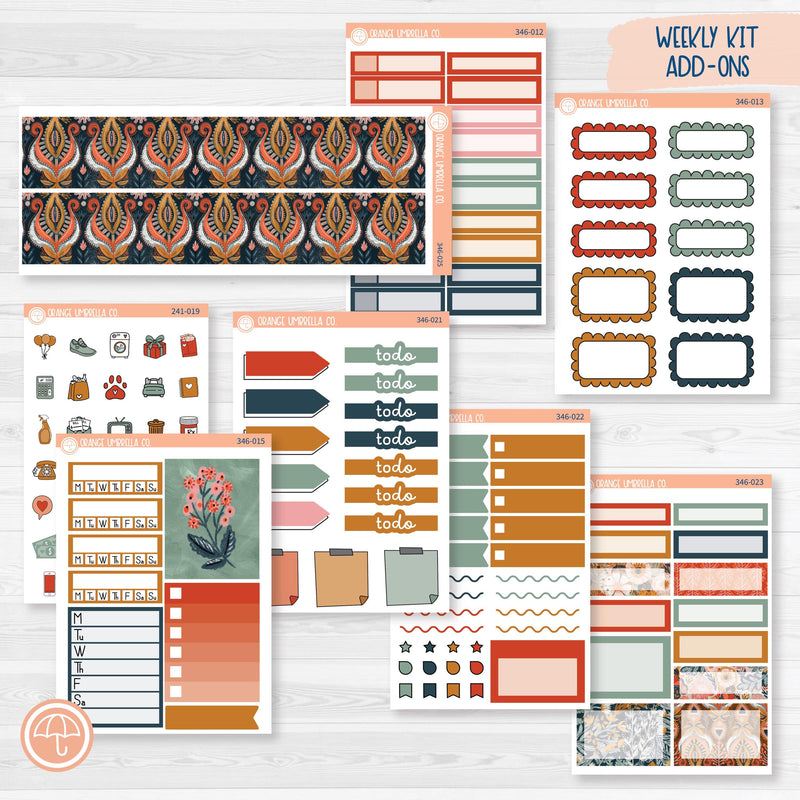 Autumn Floral Kit | Weekly Add-On Planner Kit Stickers | Mallory | 346-012