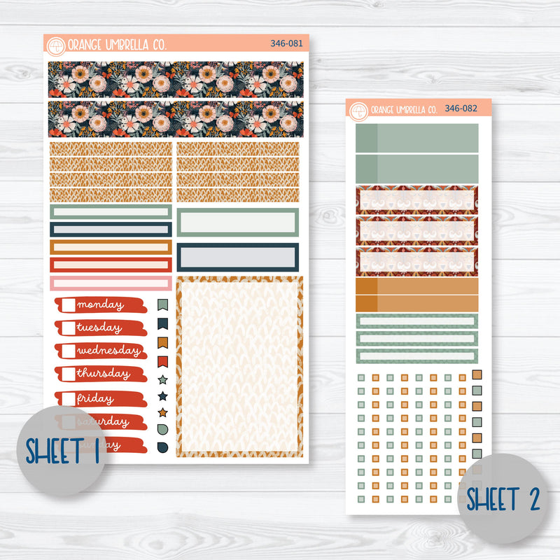 Autumn Floral Kit | A5 Compact Vertical Planner Kit Stickers for Erin Condren | Mallory | 346-081