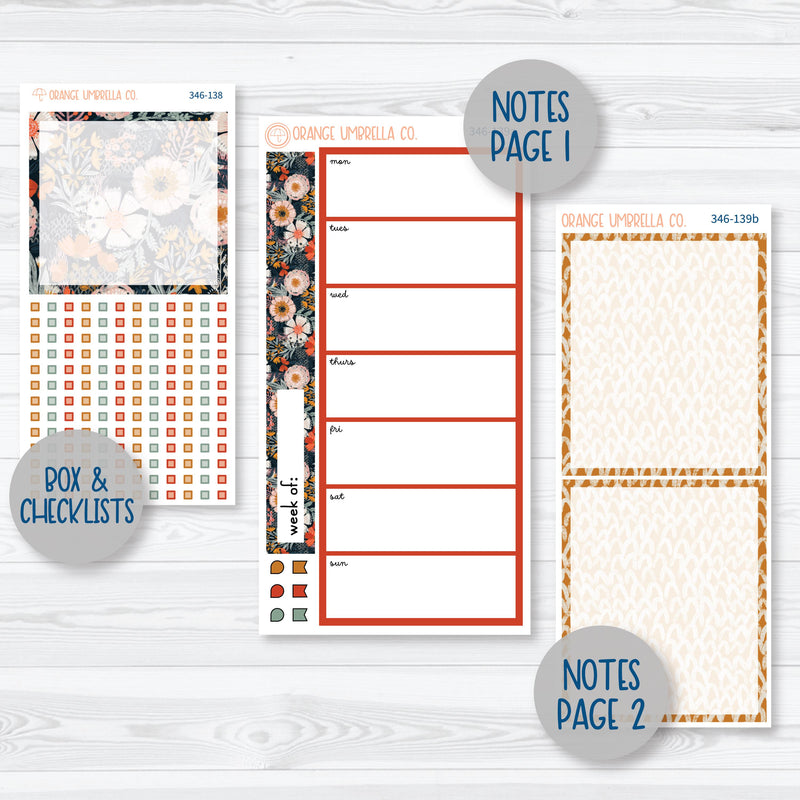 Autumn Floral Kit | 7x9 Daily Duo Planner Kit Stickers | Mallory | 346-131