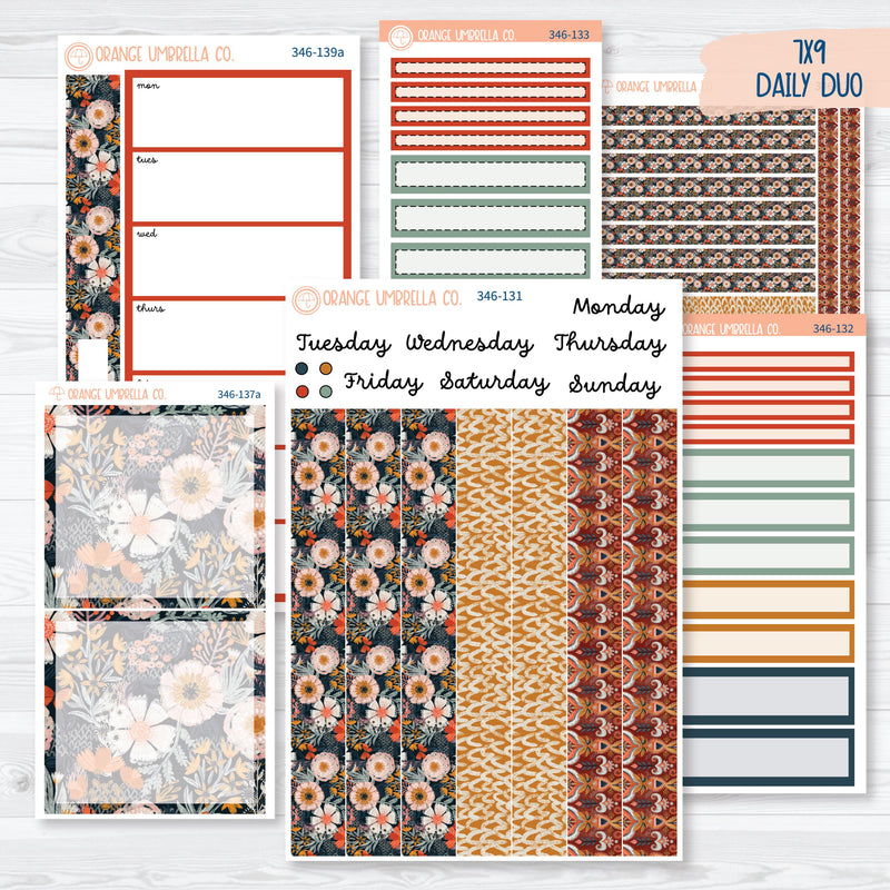 Autumn Floral Kit | 7x9 Daily Duo Planner Kit Stickers | Mallory | 346-131