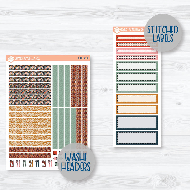 Autumn Floral Kit | A5 Plum Daily Planner Kit Stickers | Mallory | 346-141