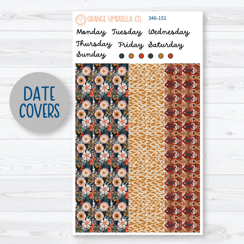 Autumn Floral Kit | 7x9 Plum Daily Planner Kit Stickers | Mallory | 346-151