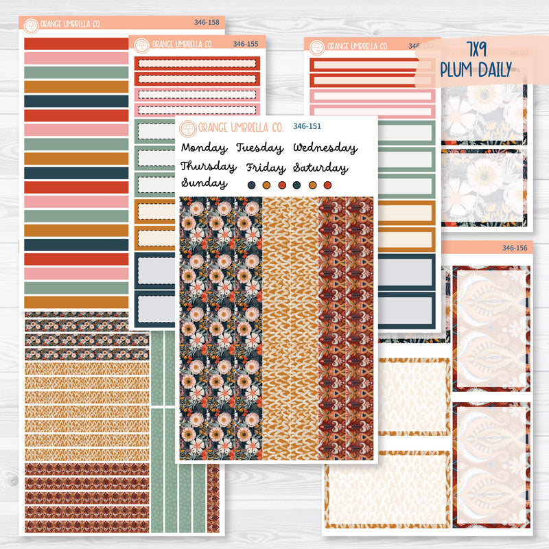 Autumn Floral Kit | 7x9 Plum Daily Planner Kit Stickers | Mallory | 346-151