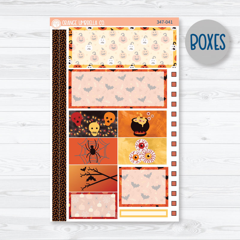 Pumpkin & Ghost Halloween Kit | Plum Vertical Priorities 7x9 Planner Kit Stickers | Eye of a Newt | 347-041