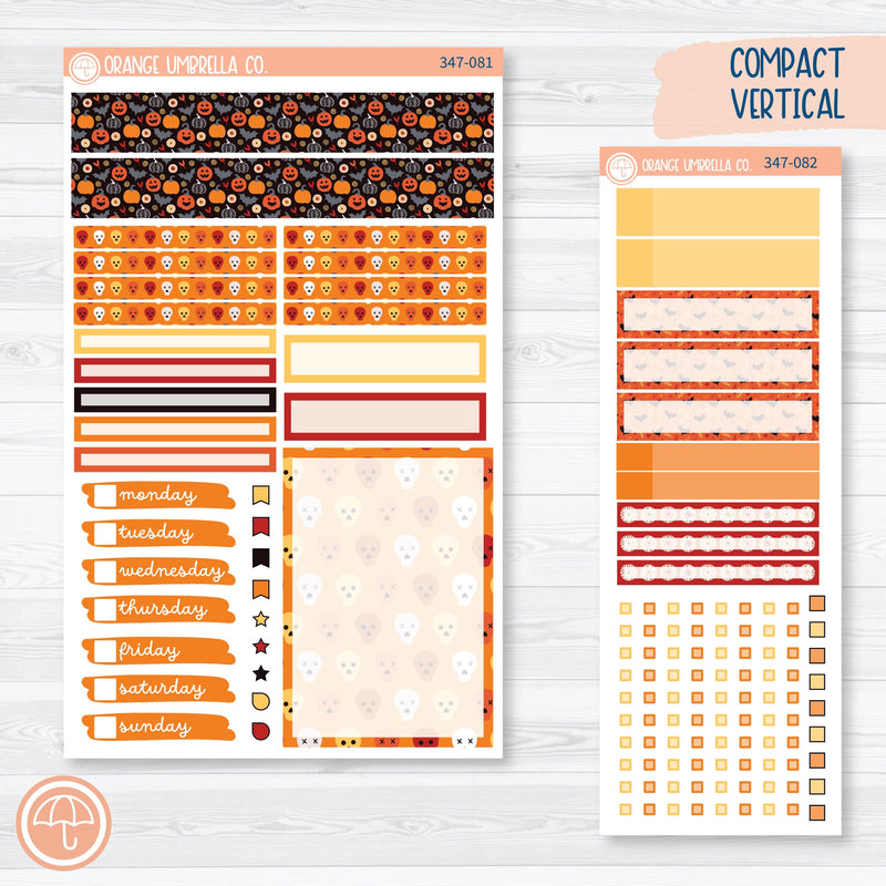 Pumpkin & Ghost Halloween Kit | A5 Compact Vertical Planner Kit Stickers for Erin Condren | Eye of a Newt | 347-081