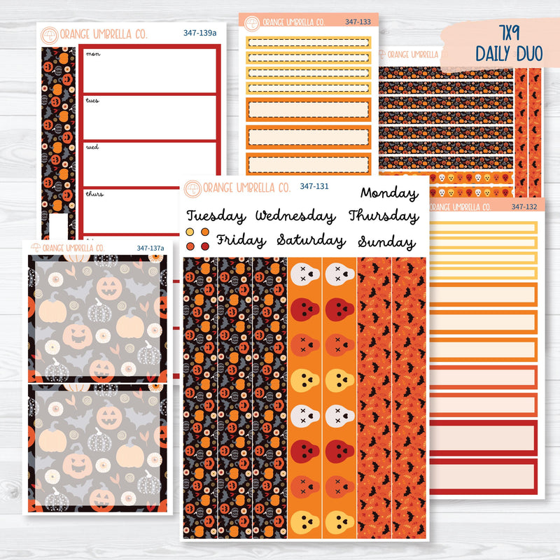 Pumpkin & Ghost Halloween Kit | 7x9 Daily Duo Planner Kit Stickers | Eye of a Newt | 347-131