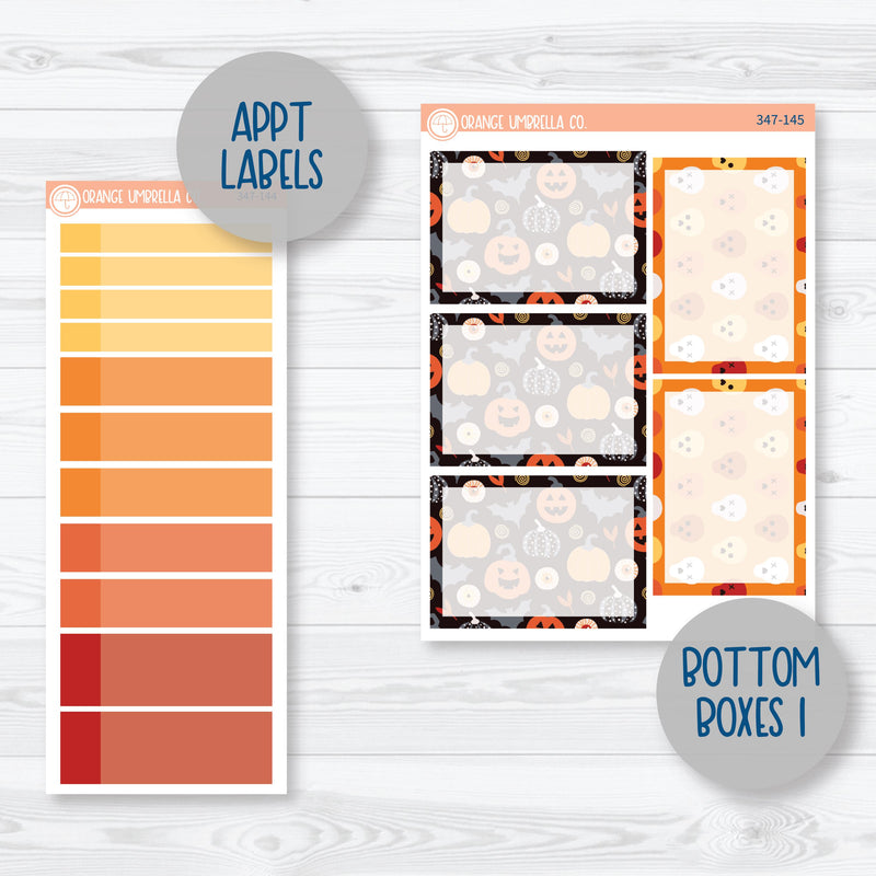 Pumpkin & Ghost Halloween Kit | A5 Plum Daily Planner Kit Stickers | Eye of a Newt | 347-141