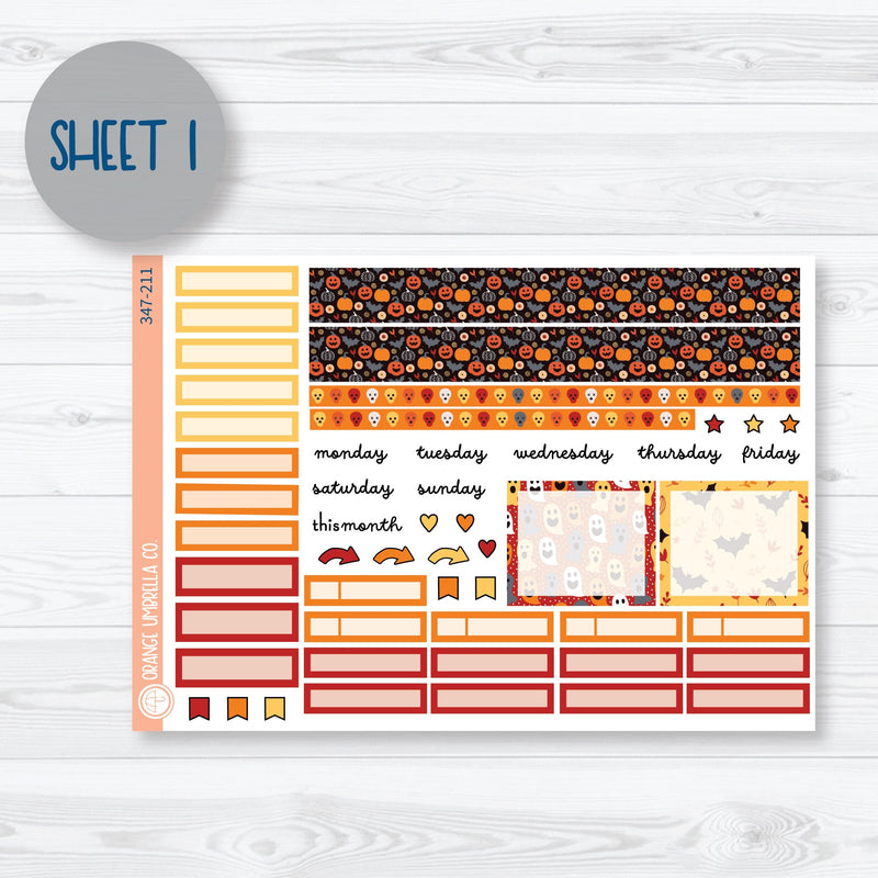 Pumpkin & Ghost Halloween Kit | A5 Plum Monthly Planner Kit Stickers | Eye of a Newt | 347-211