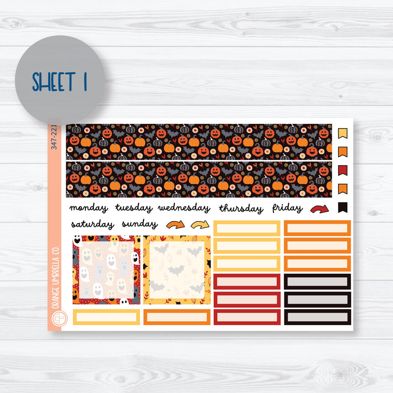 Pumpkin & Ghost Halloween Kit | 7x9 Plum Monthly Planner Kit Stickers | Eye of a Newt | 347-221