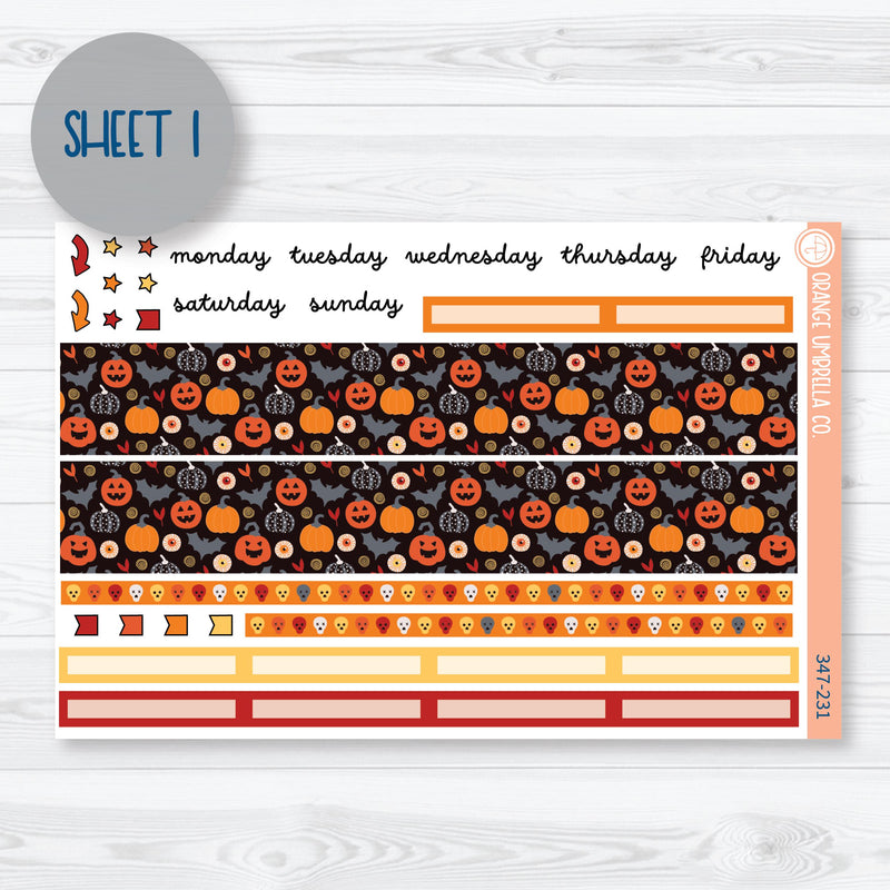 Pumpkin & Ghost Halloween Kit 8.5x11 Plum Monthly Planner Kit Stickers | Eye of a Newt | 347-231