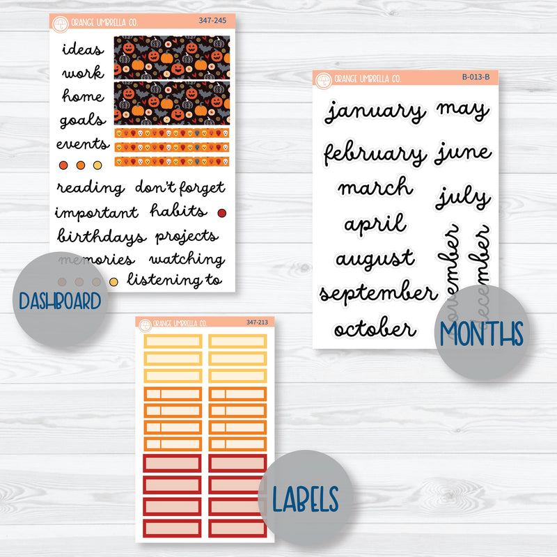 Pumpkin & Ghost Halloween Kit | A5 EC Monthly and Dashboard Planner Kit Stickers | Eye of a Newt | 347-241