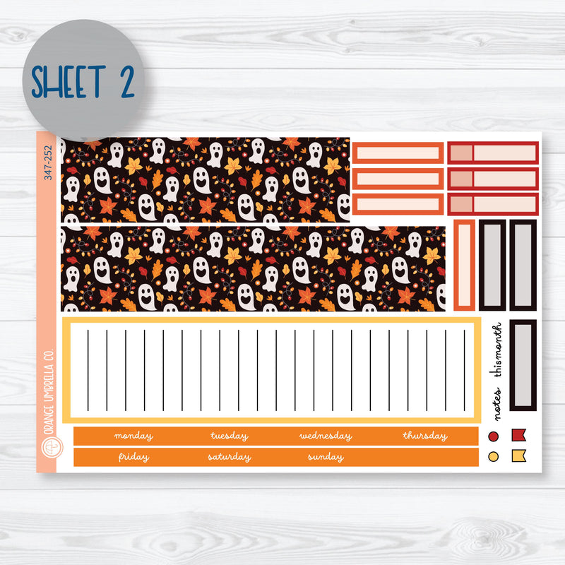 Pumpkin & Ghost Halloween Kit 7x9 ECLP Monthly and Dashboard Planner Kit Stickers | Eye of a Newt | 347-251