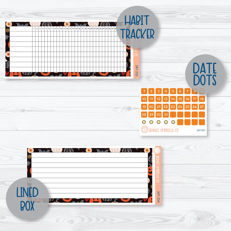 Pumpkin & Ghost Halloween Kit 7x9 ECLP Monthly and Dashboard Planner Kit Stickers | Eye of a Newt | 347-251