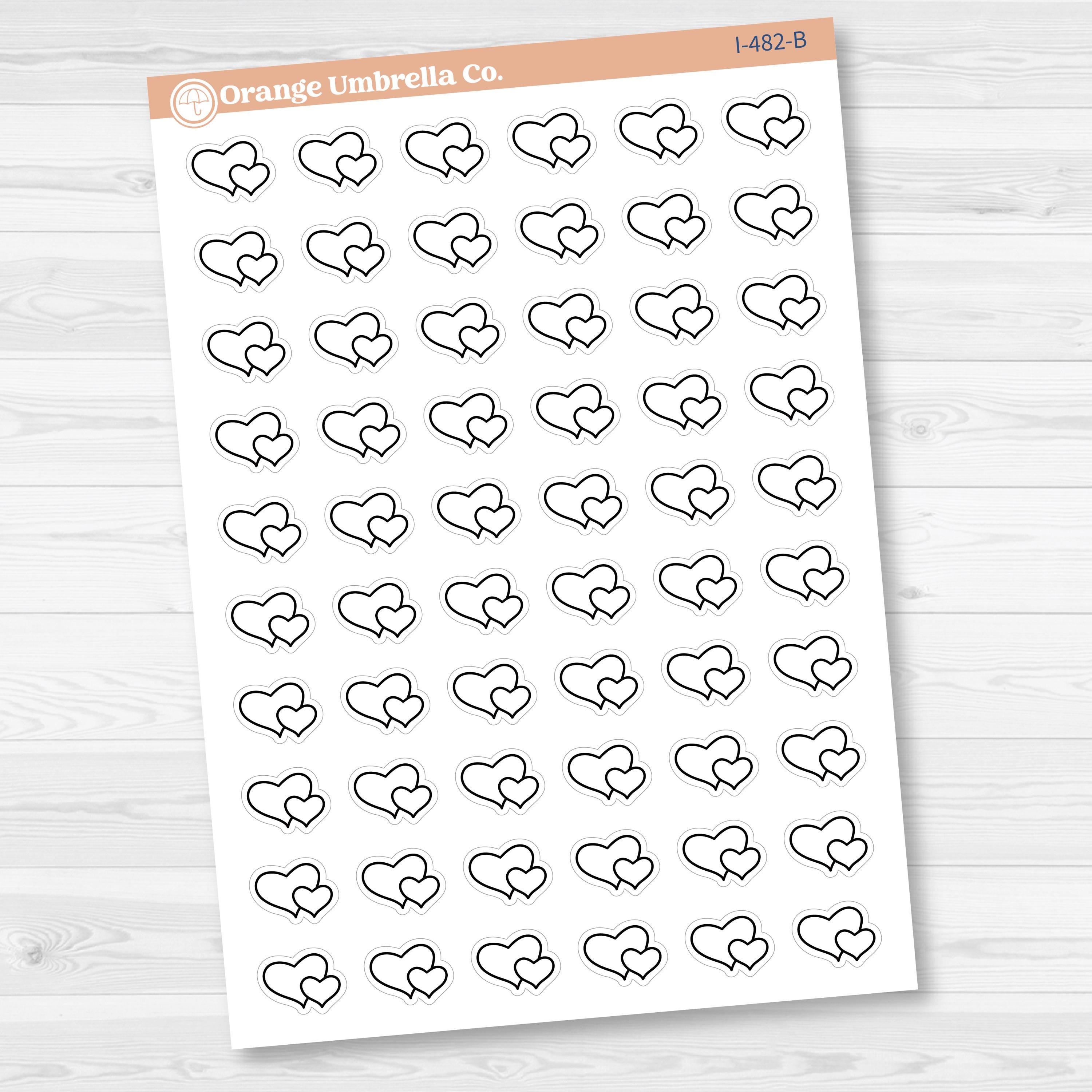 Hand Doodled Hearts Icon Planner Stickers | I-482