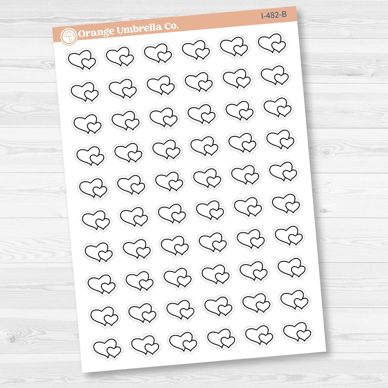 Hand Doodled Hearts Icon Planner Stickers | I-482