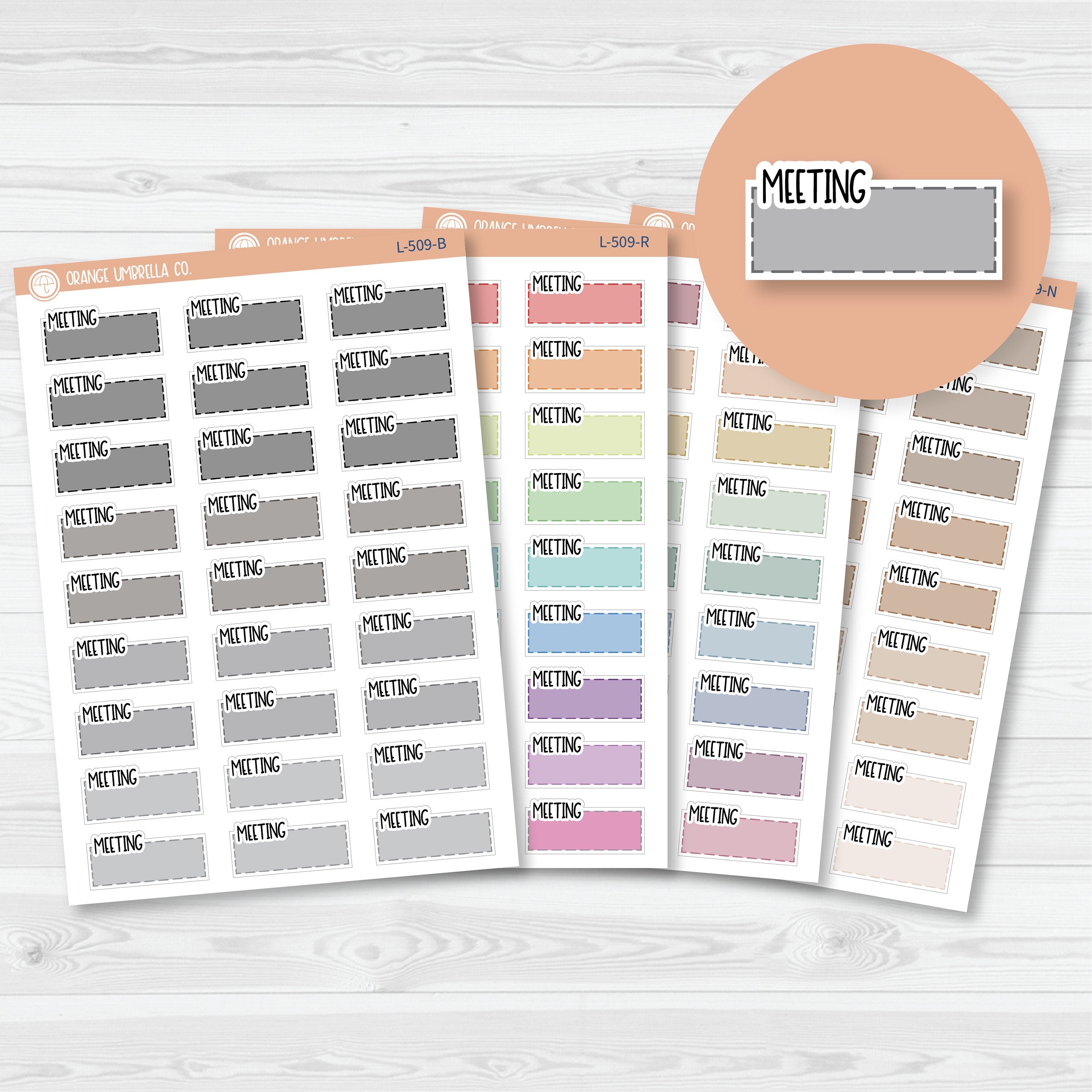 Meeting Hobonichi Color Stitched Quarter Box Planner Stickers | L-509