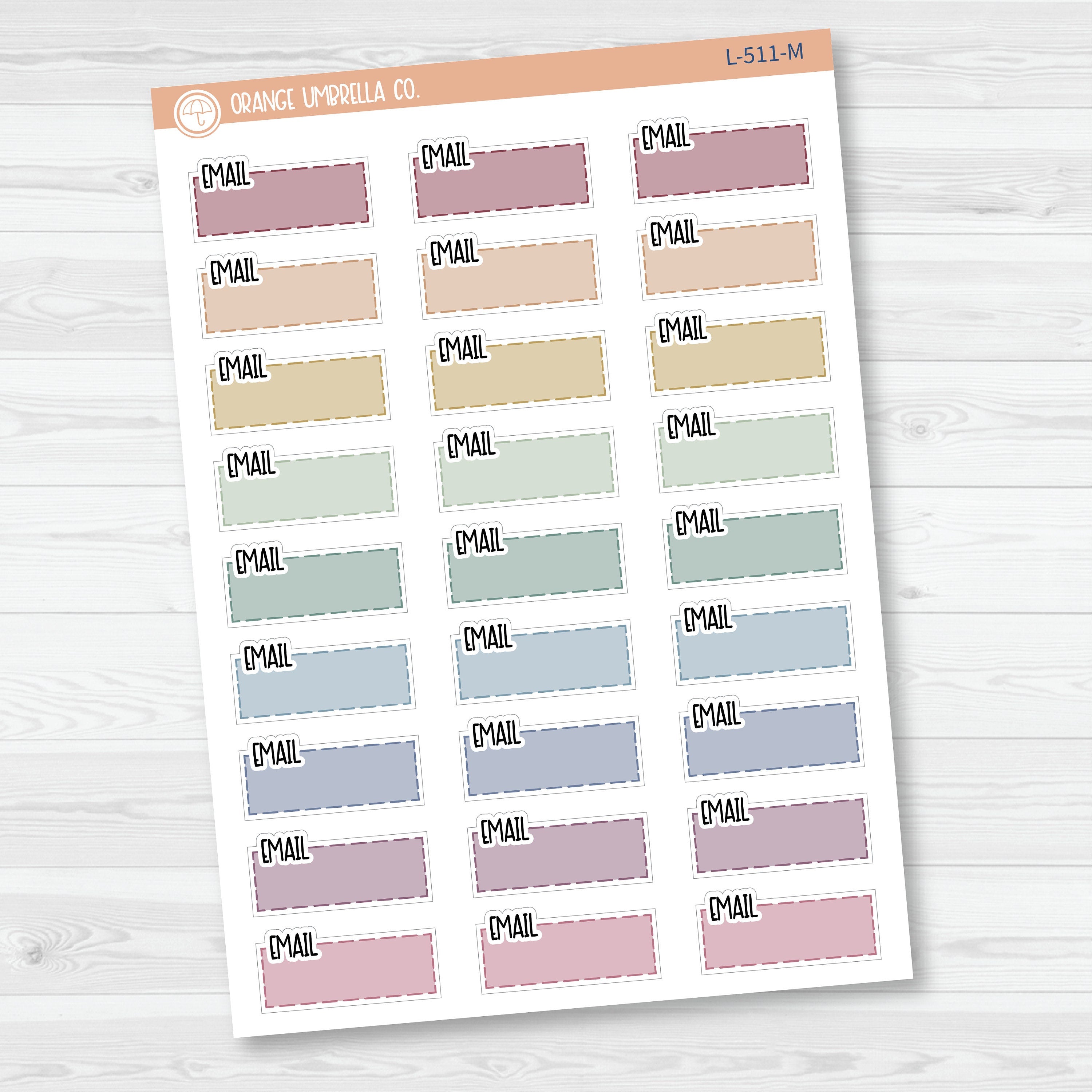 Email\ To Email Hobonichi Color Stitched Quarter Box Planner Stickers | L-511