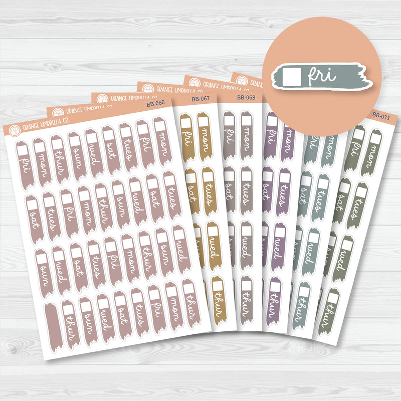 Date Cover Brush Strokes Planner Stickers | Jan-Dec | BB-066-BB-071