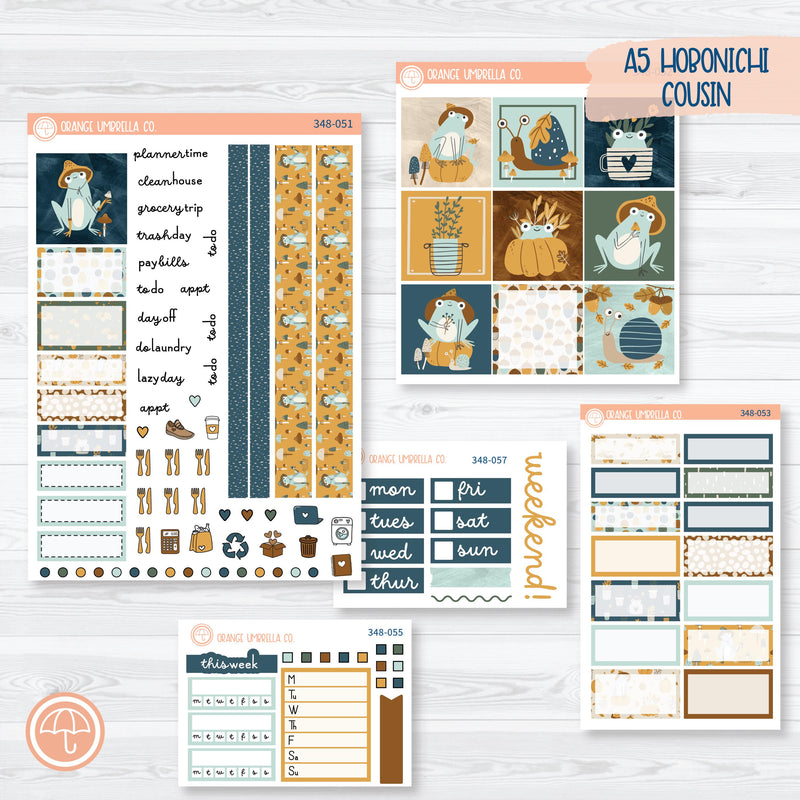 Fall Frogs Kit | Hobonichi Cousin Planner Kit Stickers | Toadally | 348-051