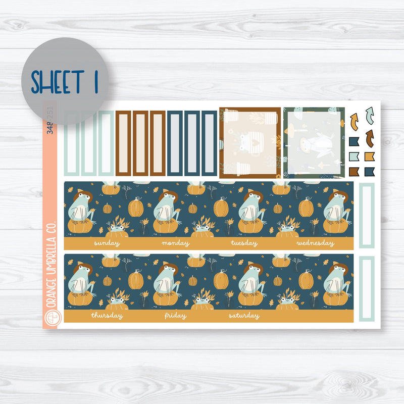 Fall Frogs | 7x9 ECLP Monthly & Dashboard Planner Kit Stickers | Toadally | 348-251