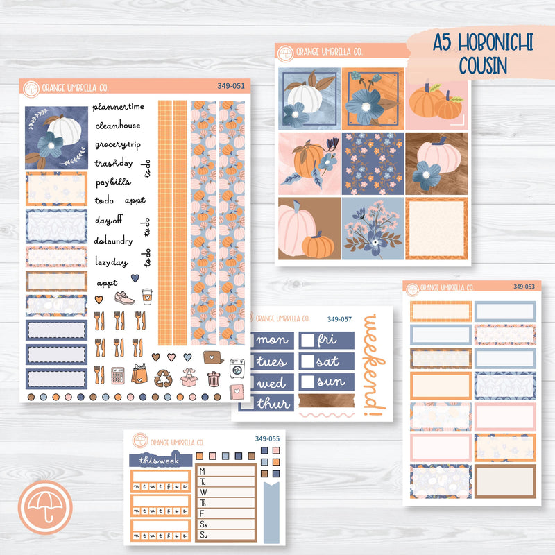 Romantic Autumn Pumpkin Kit | Hobonichi Cousin Planner Kit Stickers | Wonderfall | 349-051