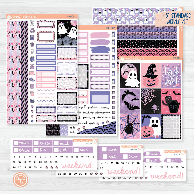 Pink Halloween Kit | Weekly Planner Kit Stickers | Spider Queen | 345-001