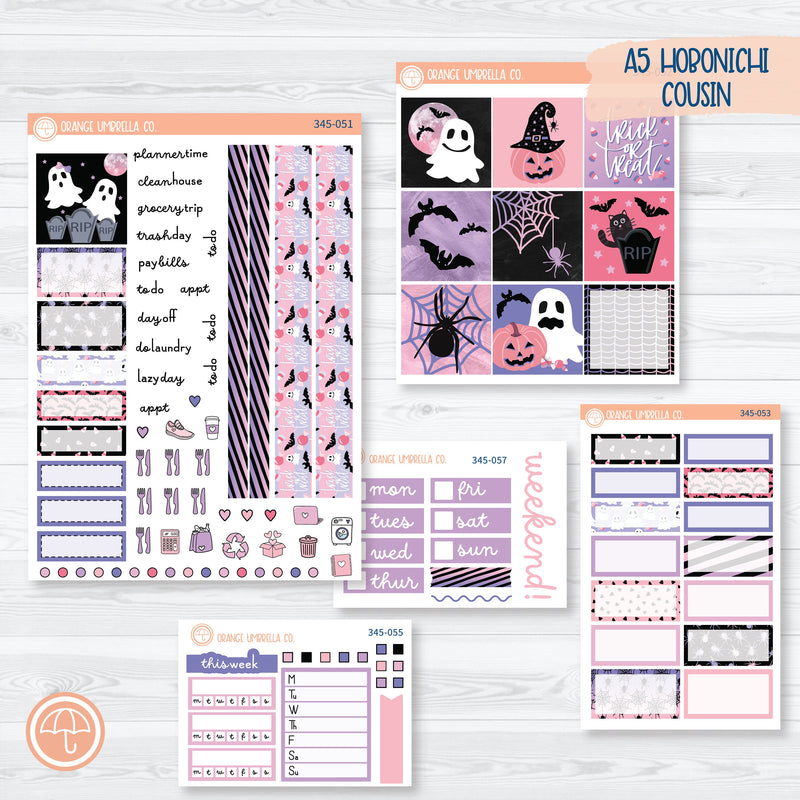 Pink Halloween Kit | Hobonichi Cousin Planner Kit Stickers | Spider Queen | 345-051