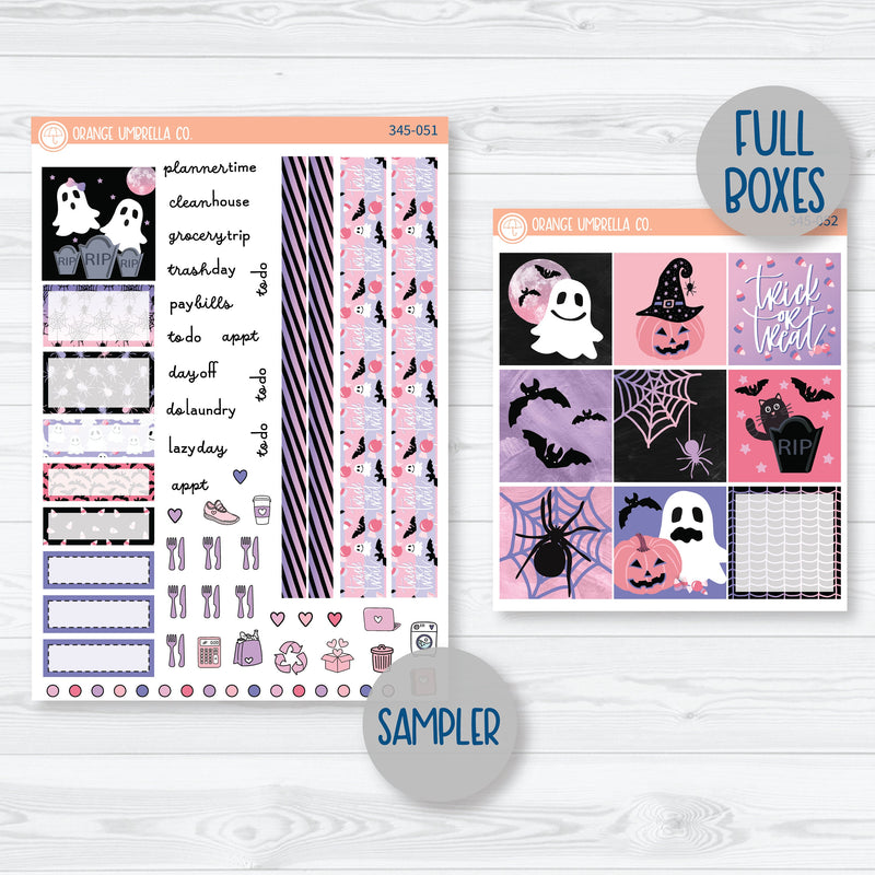 Pink Halloween Kit | Hobonichi Cousin Planner Kit Stickers | Spider Queen | 345-051