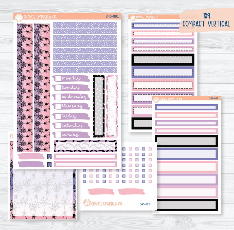 Pink Halloween | 7x9 Compact Vertical Planner Kit Stickers | Spider Queen | 345-091