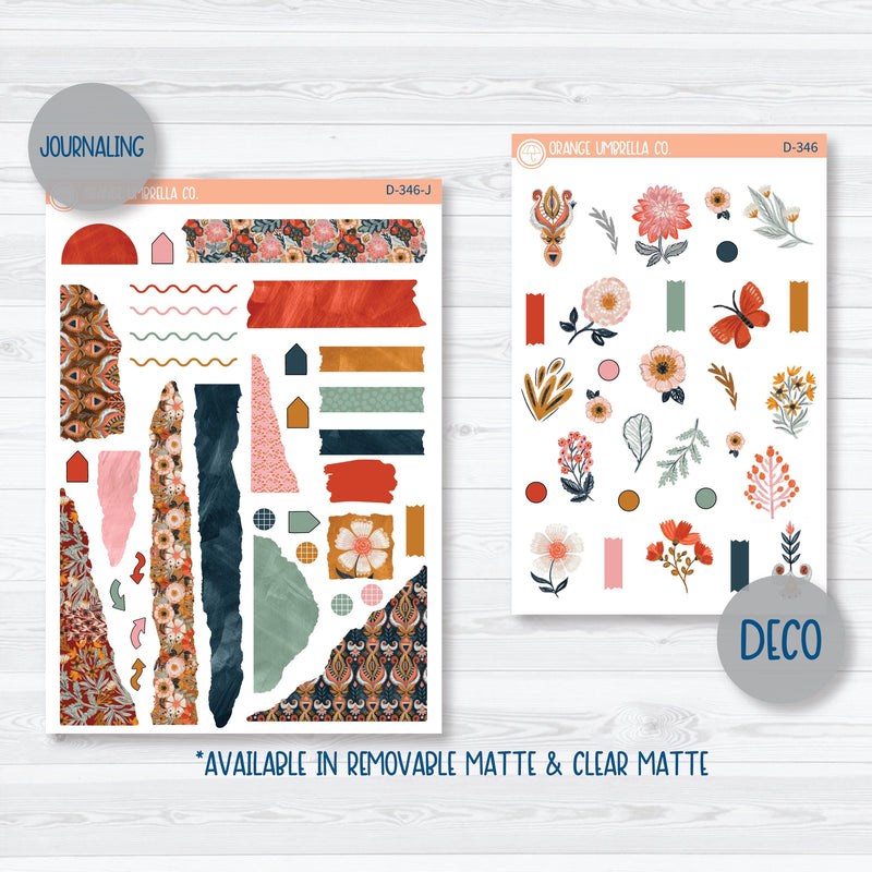 Autumn Florals | Kit Deco Journaling Planner Stickers | Mallory | D-346